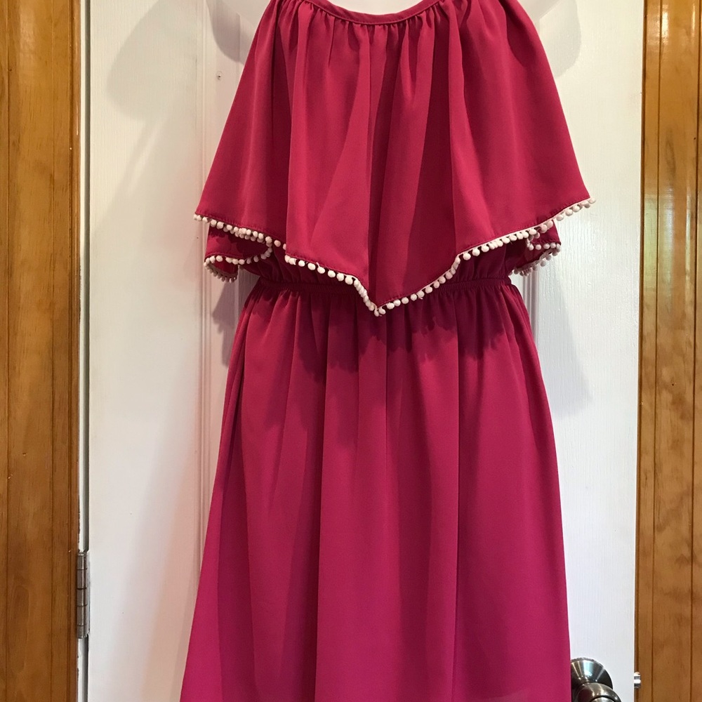 Magenta Mini Dress Sz 8 - 10 Medium NWT 
w/White Cotton Ball Tassels - Picture 7 of 16